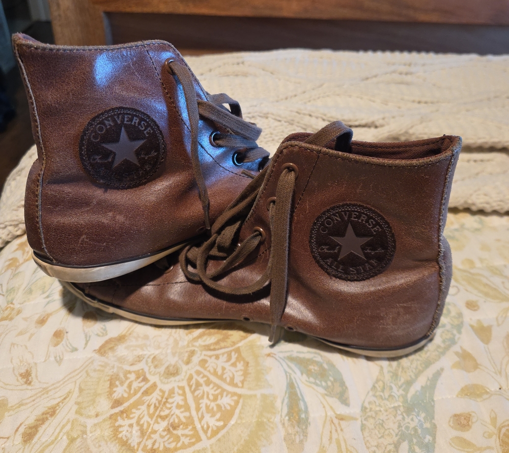 Converse Brown Leather High-Top Sneakers Women's 8
